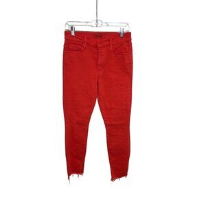 MOTHER The Stunner Ankle Fray in Tomato - 28